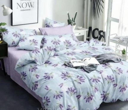 Комплект постільної білизни лаванда на голубому